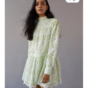 Glamorous eyelet long sleeve mini dress size XS